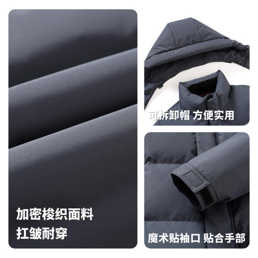 【含鸭绒】圣得西男士可拆卸连帽羽绒服2025冬季新款扛皱百搭外套 商品图4