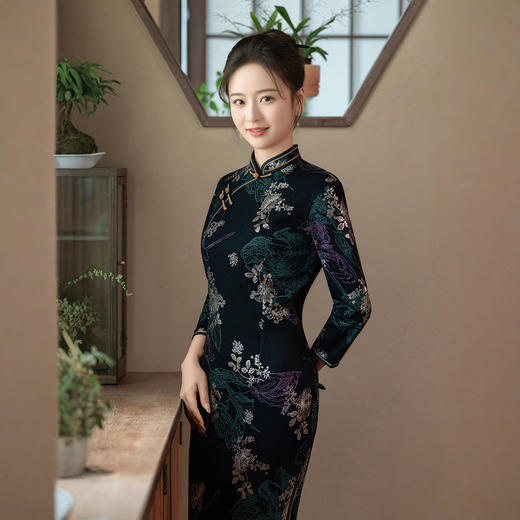 桑缘阁2025年新款旗袍春款长款时尚显瘦复古高档旗袍 商品图2