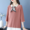 丝巾翻领上衣女春秋薄款打底衫漂亮气质减龄针织衫2025秋季妈妈装 商品缩略图2