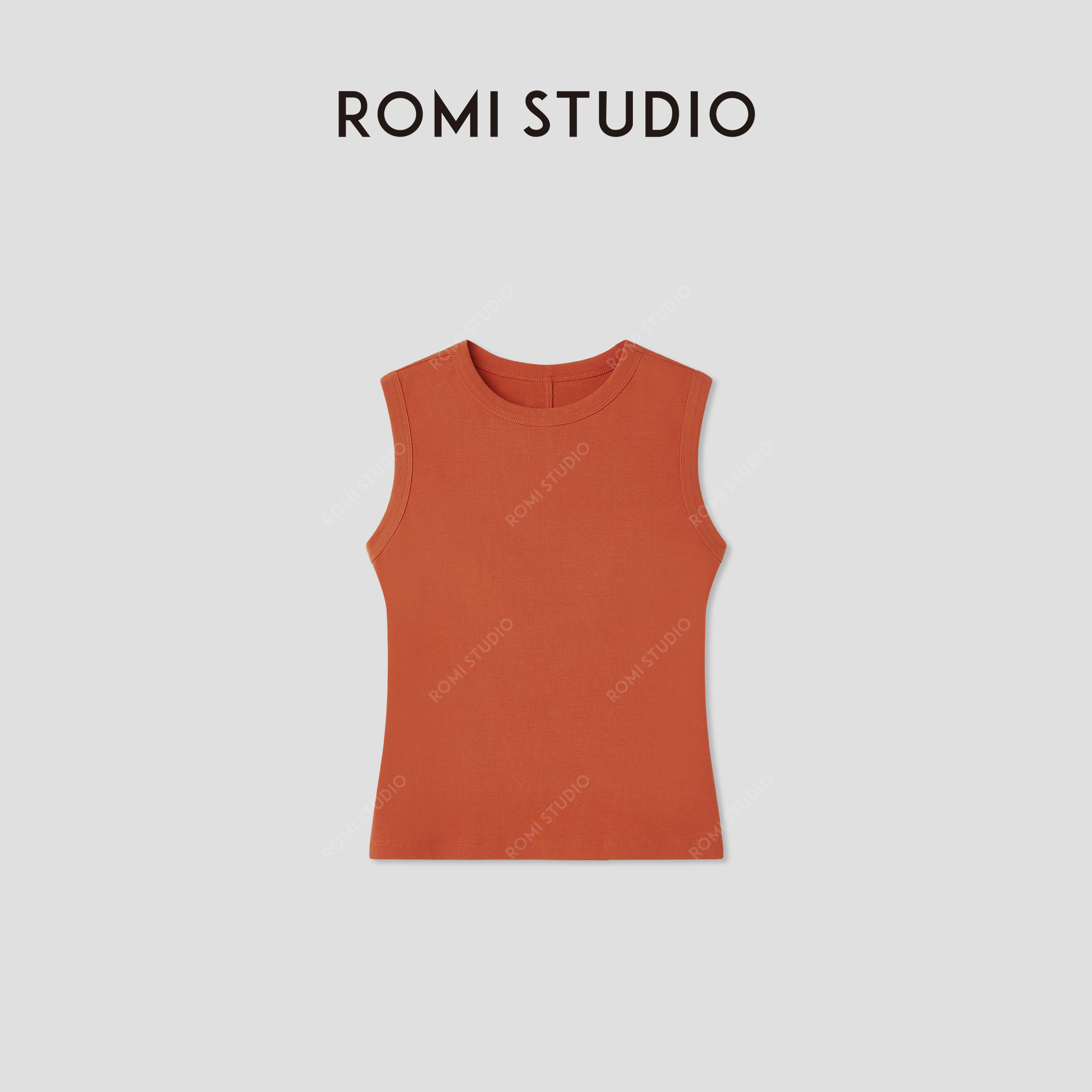 ROMI STUDIO“权威背心”棉质多色弹力罗纹圆领针织背心RWCSSH2370
