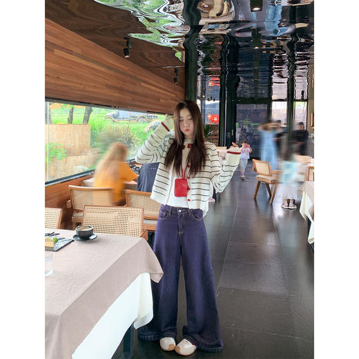 <曾小咸推荐>早秋慵懒风撞色条纹百搭毛衣开衫！ 商品图4