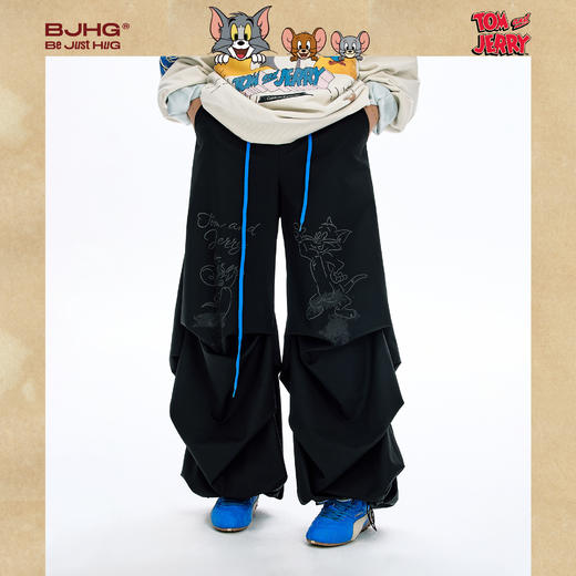 【猫和老鼠联名】BJHG不计后果休闲裤女款秋美式复古印花伞兵裤子 商品图3