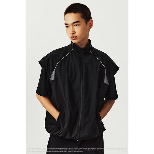 CryingCenter 运动无袖砍肩透气孔开衫立领马甲 哭喊中心 商品图1