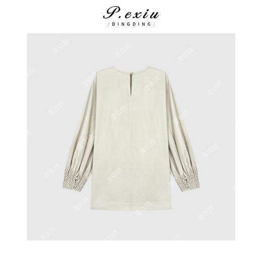 04-3潘依绣丁丁宠粉PanYiXiu/潘依绣100%棉设计感风琴袖宽松慵懒长袖衬衫W-62229 商品图2