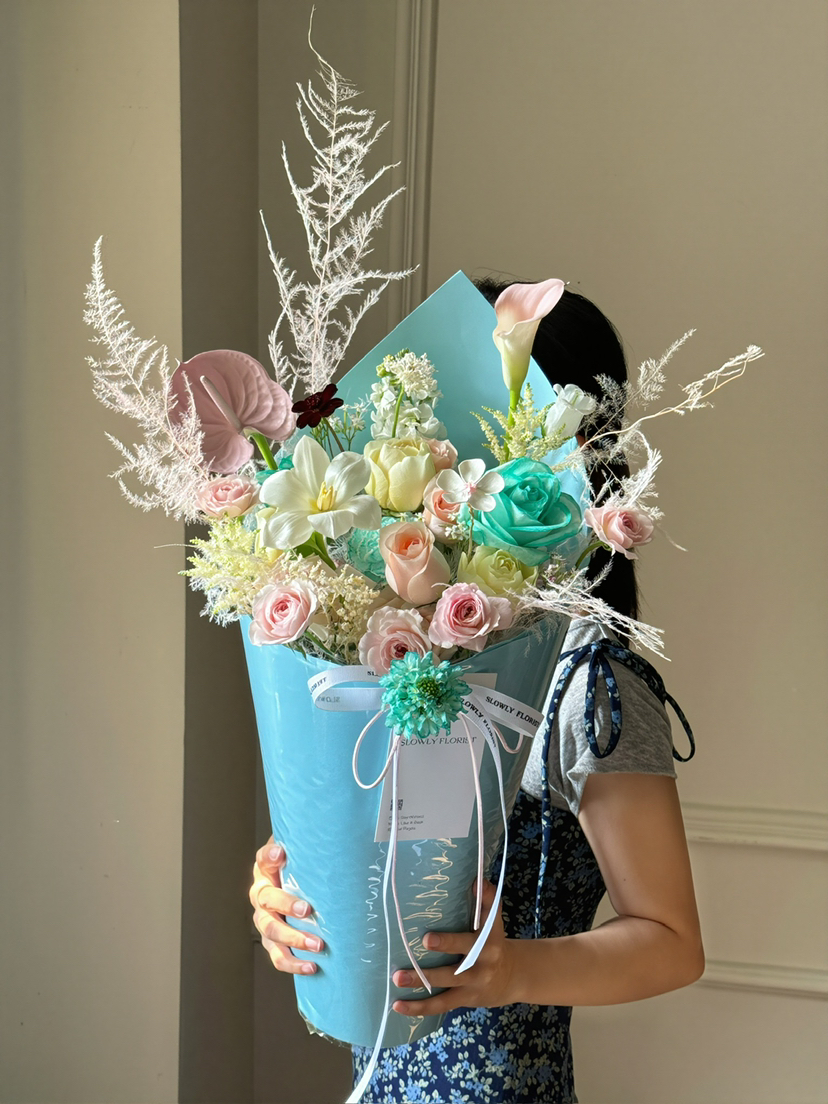 薄荷海盐冰淇淋花桶