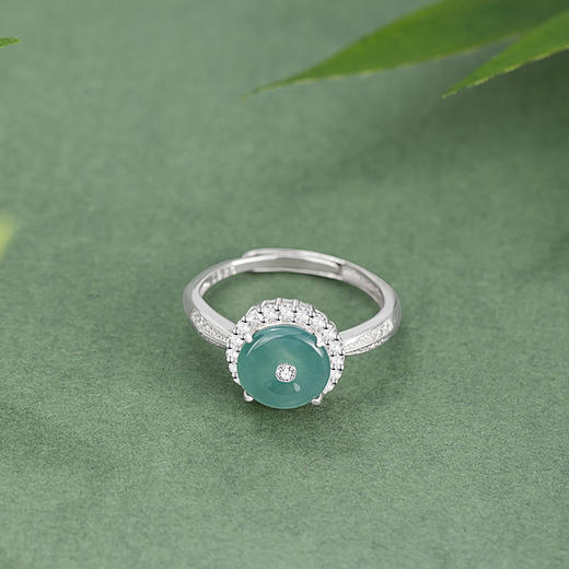 【预售3天】纯银925戒指新中式国潮危料冰种翡翠戒环ins风可调节对戒J0528 商品图2