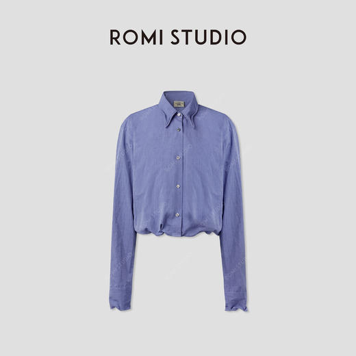 ROMI STUDIO“蓝调时刻”干爽棉质蓝紫色翻领开襟短衬衫RWCSSL3295 【发货时间25-30天】 商品图4
