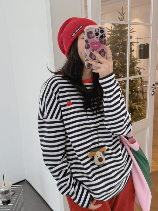 原单Marim*kko白百何同款撞色领条纹长袖tee 商品图6