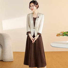 QYM CS25A80-Y时尚套装西装外套气质洋气两件套显瘦连衣裙