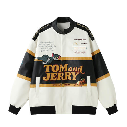 【猫和老鼠联名】BJHG不计后果PU皮衣夹克外套男款秋季机车棒球服 商品图4