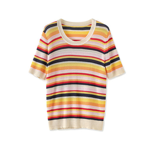 「高货wl」全新升级【铂金会员201/天猫269/差价68】(51140)洛诗琳立体镂空织花上衣2025夏季新款定染纱线针织短袖女 商品图4