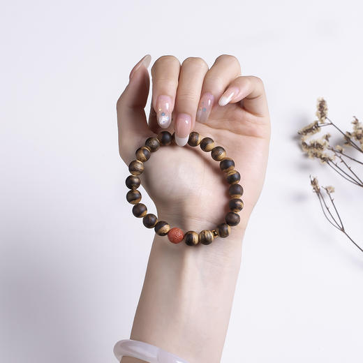 xy0539虎斑纹沉香+南红回纹珠手串 商品图7