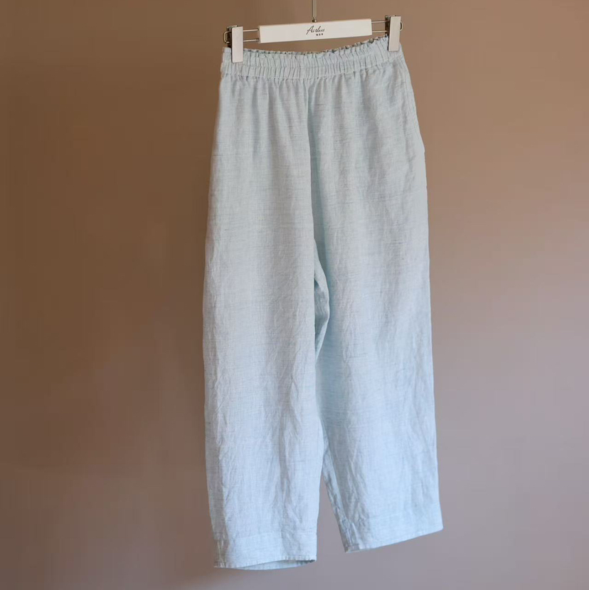 黄阿福 亚麻九分裤