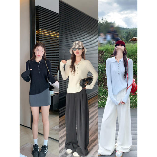 <曾小咸推荐>3.18现货秒杀 ！微信超特价！3色韩系polo领修身针织衫 日常129.99 立减50 秒杀79.99！！ 商品图4