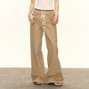 Ariseism 美式复古设计感绑绳卡其色阔腿休闲裤女秋季新款长裤子 商品缩略图3