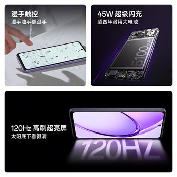 OPPO A3i 12GB+256GB 星辰紫 抗摔抗水溅 5100mAh大电池 45W闪充 120Hz高刷 5G 老人智能手机 /手机通讯 /手机 /手机 商品图2