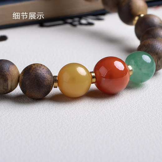 xy0541虎斑纹沉香+南红蜜蜡手串 商品图4