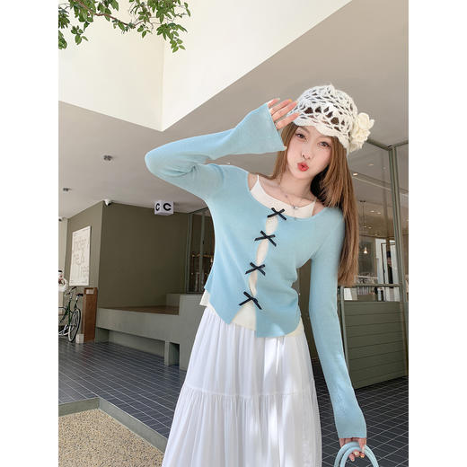 <曾小咸推荐>2.17现货秒杀 ！微信超特价！2色蝴蝶结假两件针织衫 日常159.99 立减80 秒杀79.99！！ 商品图4