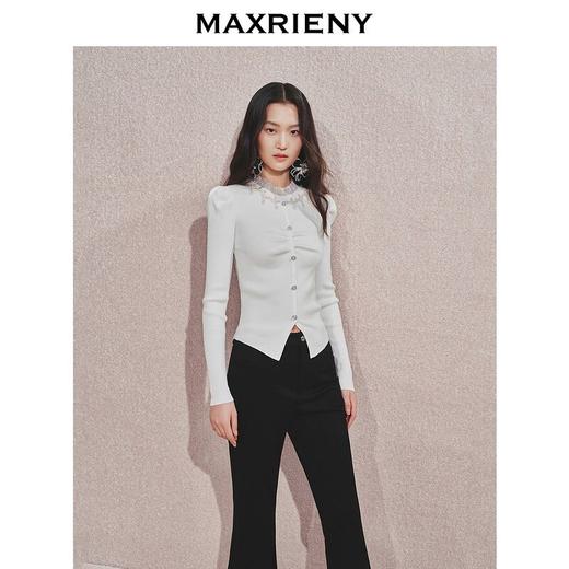 MAXRIENY宫廷复古感套头针织毛衫2024秋冬新款修身显瘦上衣女(货号:MS85SW510) 商品图3