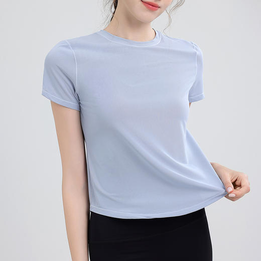 跃牌（呗咪纷纷系列）夏季凉感防晒新款运动上衣t恤女速干宽松透气健身跑步瑜伽服短袖DX25091 商品图3