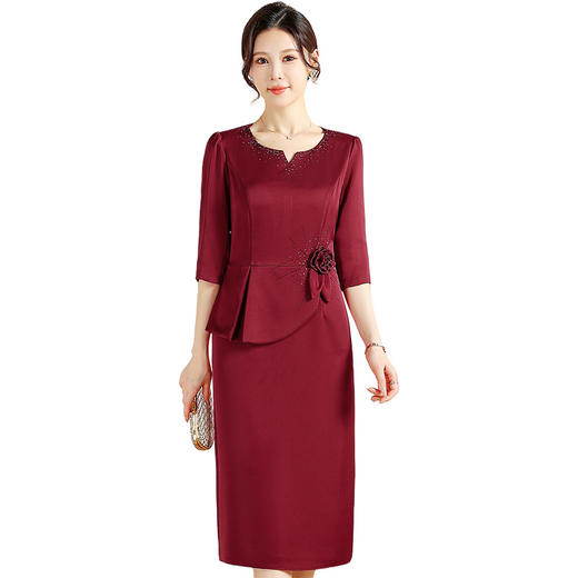 QYM CS25A102-Y礼服宴会连衣裙洋气遮肚中长裙 商品图4