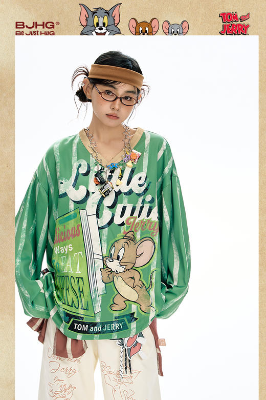 【猫和老鼠联名】 BJHG不计后果美式长袖t恤女款秋季运动趣味球衣 商品图5