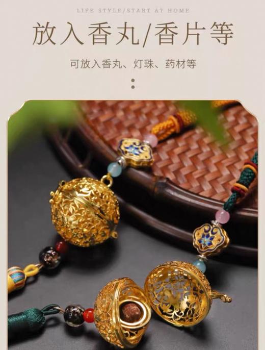 葡萄花鸟纹银香囊镂空挂件 商品图0