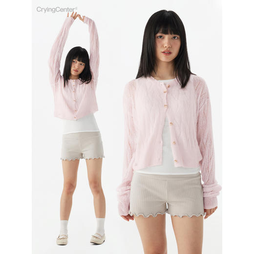 CryingCenter 毛织镂空提花开衫长袖女 哭喊中心 商品图1