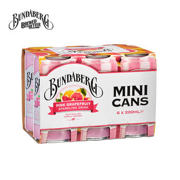 宾得宝（Bundaberg）澳洲进口含气葡萄柚汁饮料200ml*6Mini罐 春日出游发酵果汁气泡水 /水饮冲调 /饮料 /碳酸饮料 商品图4