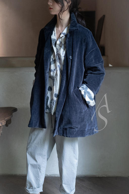 Casey Casey 25AW 灰粉色/藏蓝色SOLEIL丝绒短外套 商品图1