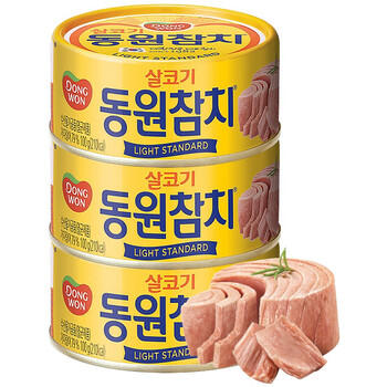 东远 金枪鱼罐头 100g*3罐 韩国进口 方便速食原味即食鱼肉应急储备 /休闲食品 /罐头食品 /水产类罐头 商品图1