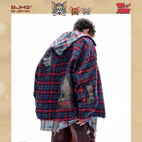 【猫和老鼠联名】BJHG不计后果格纹外套男款秋季美式复古夹克外套