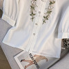 XNS9513新中式复古高档提花刺绣中袖衬衫上衣国潮气质宽松休闲衬衣女 商品缩略图2
