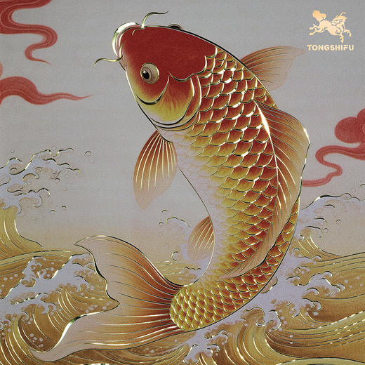 铜师傅 手工錾刻 铜雕画《好运来（桌面）》书房办公桌锦鲤装饰画 商品图2