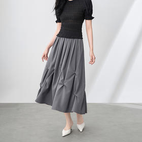 「高货wl」全新升级【铂金会员293/天猫389/差价96】(42208)洛诗琳高级感不规则褶皱半身裙2025夏季高腰大摆半身裙女