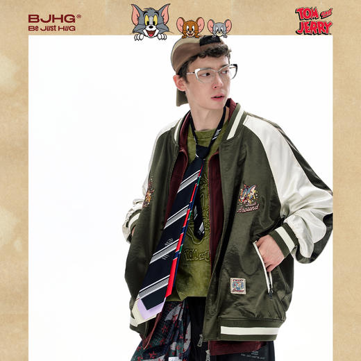 【猫和老鼠联名】BJHG不计后果棒球服外套男款秋季复古飞行夹克女 商品图1