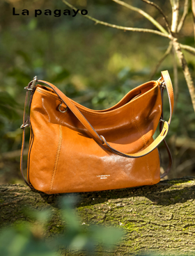 帕佳图植鞣真皮女包头层牛皮单肩斜挎包小众设计女包包