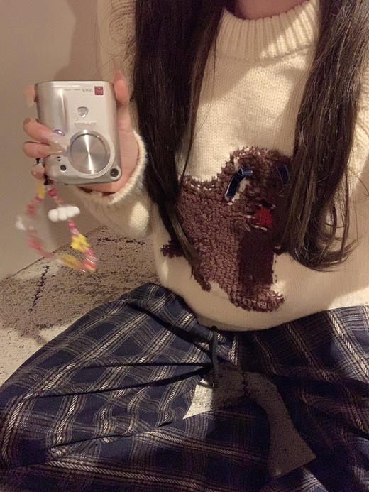 金蘑菇菇 忙着可爱 / 邪恶摇粒绒毛衣格子裤 松弛少女感 商品图5