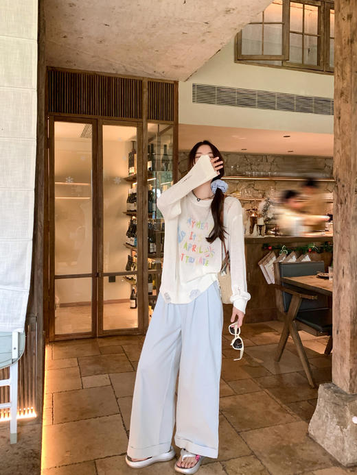 <曾小咸推荐>（款式较久，面料容易撕破，下架不上！！）3.25现货秒杀！微信超特价！3色翻边高腰显瘦休闲裤 日常169.99 立减80 秒杀89.99！ 商品图3