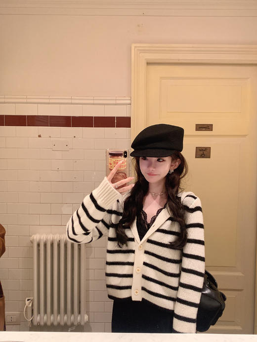 金蘑菇菇 我的秋冬常态 不费力套装 / 条纹毛衣连帽+开衫两版 商品图0