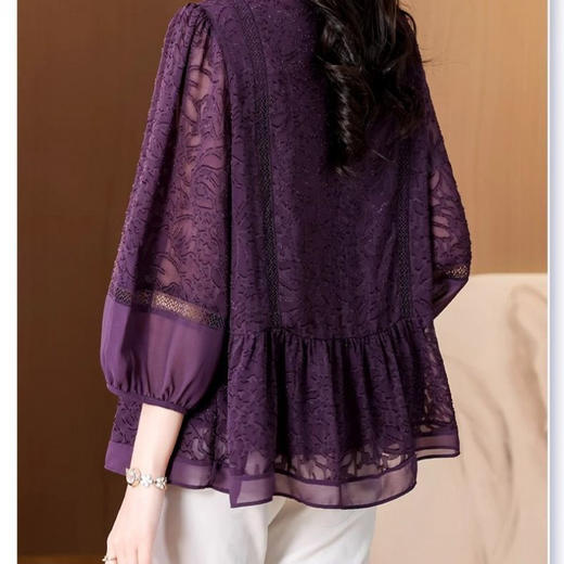 阔太太大码高端蕾丝衫女2025年夏季新款中年妈妈显瘦气质小衫上衣 商品图4