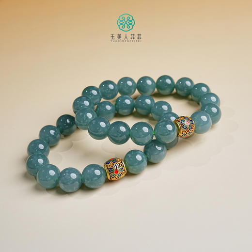 玉美人菲菲&翡翠单圈圆珠手串约11+mm 商品图0