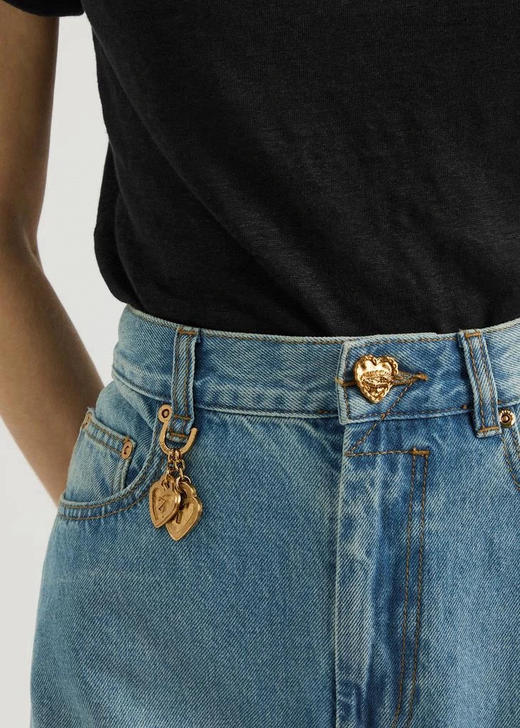 816-4 独家圆正 zimm阔腿牛仔裤  爱心扣吊坠 夸张显腰细显腿长 高个入呀 商品图6