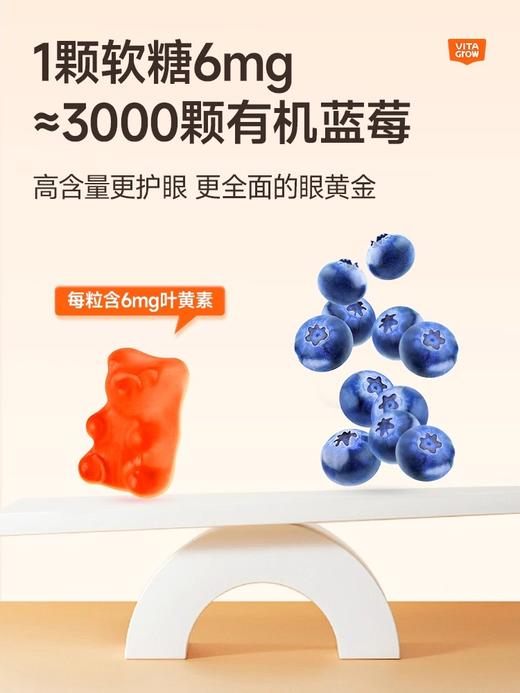 VITA Grow 叶黄素儿童护眼软糖 30粒/瓶 专利青少年防近视弱视蓝（有效期至26年5月） 商品图1