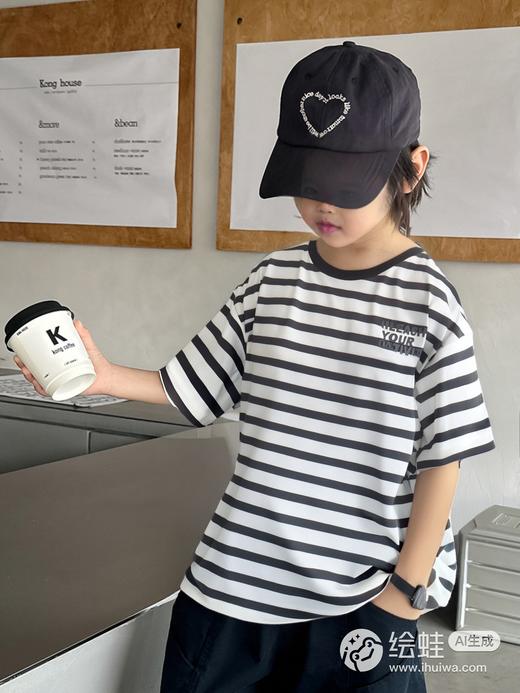 佐丹奴童装25年新款商场同款横间条纯棉T恤03025230 商品图1