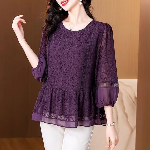 阔太太大码高端蕾丝衫女2025年夏季新款中年妈妈显瘦气质小衫上衣 商品图2