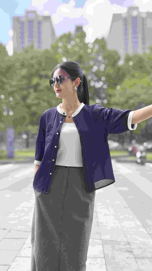 53H170时尚撞色款小衫 商品图3