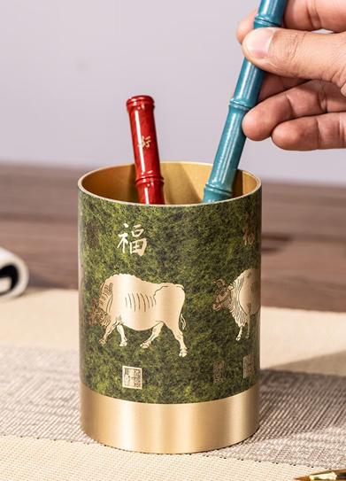 朱炳仁铜笔筒 商品图1