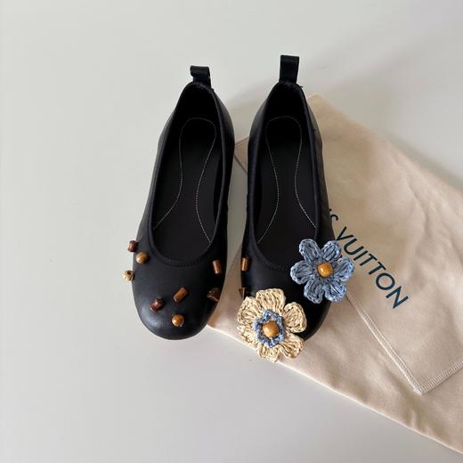 YLYM848真皮超软小羊皮法式复古气质小众设计芭蕾鞋平底手工花朵单鞋女秋 商品图0