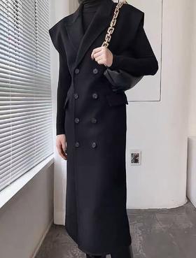 【高端系列】手工定制马甲2372款100%羊毛超有范长款双面尼马甲-喜出